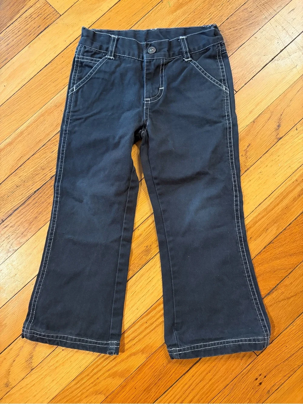 Harley-Davidson Kids Black Denim Jeans Pants. Pink Stitching on Logo. Sz 4T